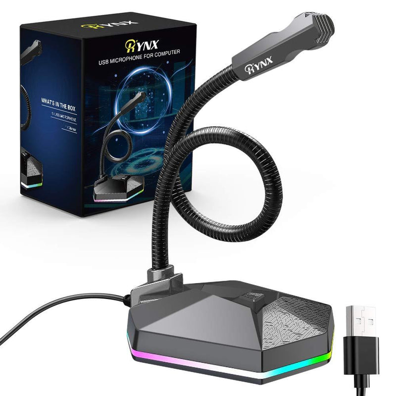 [AUSTRALIA] - RYNX USB Gaming Microphone - Plug&Play Recording Gooseneck Mic with Mute Button -Compatible with PC, Laptop, Mac, ps4, Ideal for Voice Recording, Podcasting, Skype, Games, Streaming (Gray) Gray 