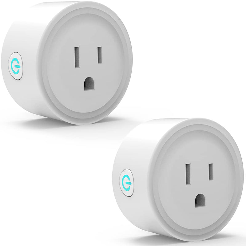 2 Pack Smart Plugs That Work With Alexa, Google Home Assistant, Siri Shortcuts, Dual Sockets 2.4G WIFI Outlet Compatible With Avatar Controls, Smart Life, SmartThings & Tuya APP - Timer, Schedule 2 Pack Round