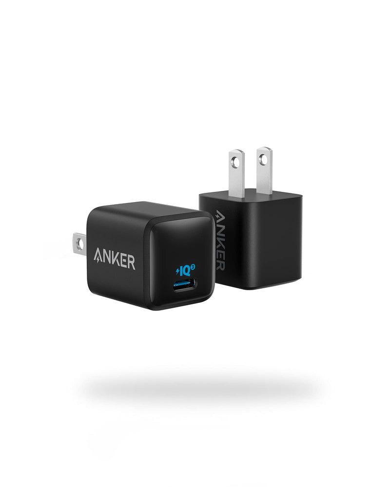 [2-Pack] Anker Nano iPhone Charger, 20W PIQ 3.0 Durable Compact Fast Charger, PowerPort III USB-C Charger for iPhone 12/12 Mini/12 Pro/12 Pro Max, Galaxy, Pixel 4/3, iPad Pro, AirPods Pro, and More Black