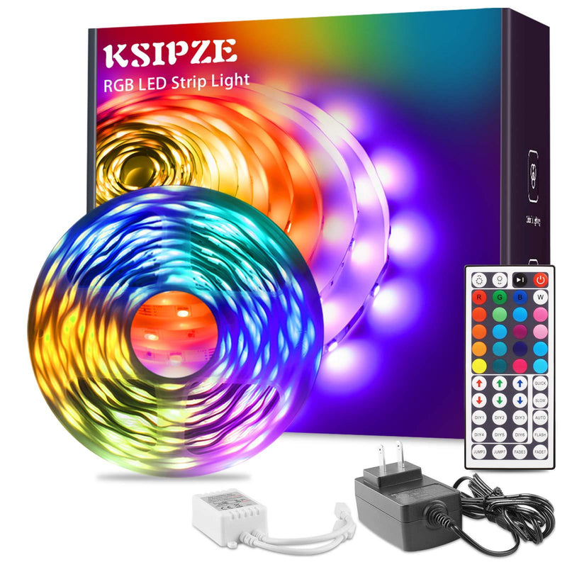 Ksipze RGB Led Strip Lights 25ft Color Changing with 44 Key Remote Kit for Room Bedroom Kitchen Home Indoor 25 FT