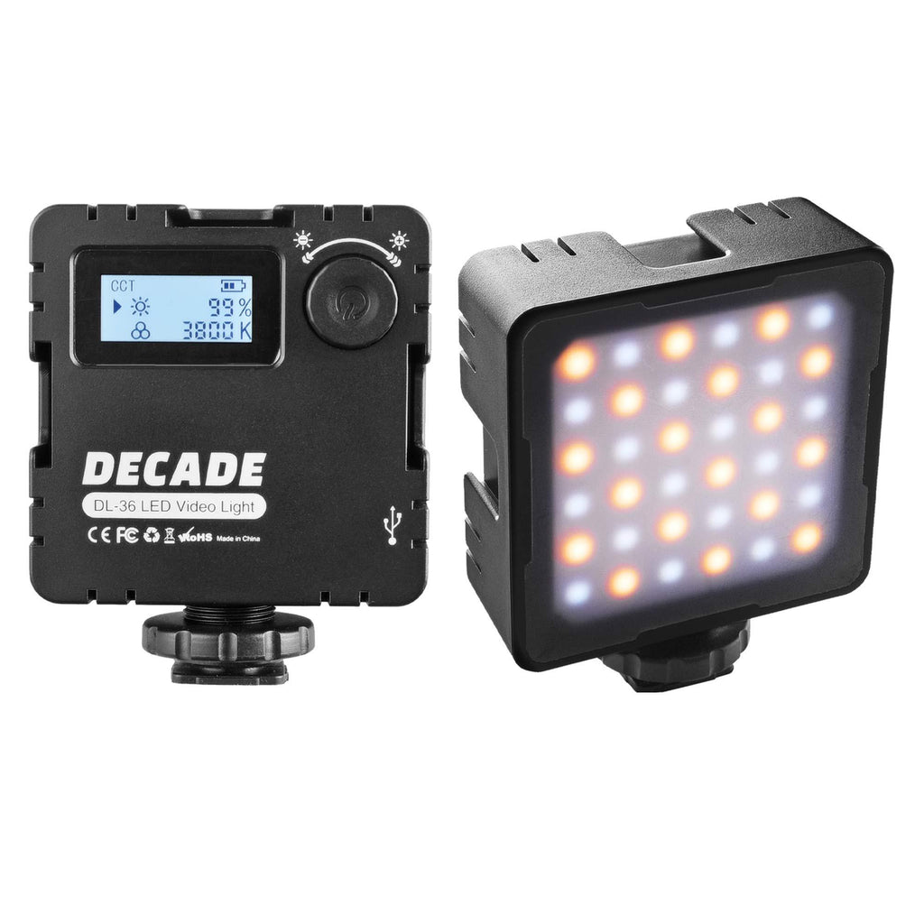 DECADE LED Video Light w 3 Cold Shoe,Rechargable Bi-Color Continuous Light Panel for Vlogging(LCD Display,2000mah,3 Cold Shoe,0-100%,2800K-8500K) Video Conference Light
