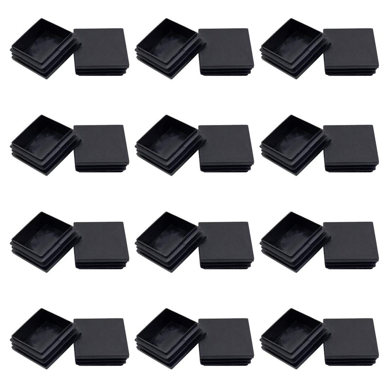 Suiwotin 24Pack 50mm (2 Inch) Square Plastic Plug, Square Tubing End Caps, Tubing Post End Cap for Square Tubing/Black Plastic Square Plugs 50x50 24