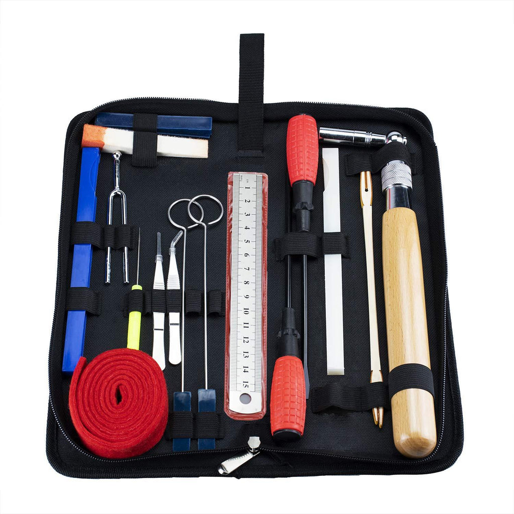 Professional Piano Tuning Kit, 18pcs Commonly Used Piano Tuning Tools Including 17pcs Tools and Portable Case, also suitable for Beginner, Provided by Concha Cielo (Professional-18pcs)