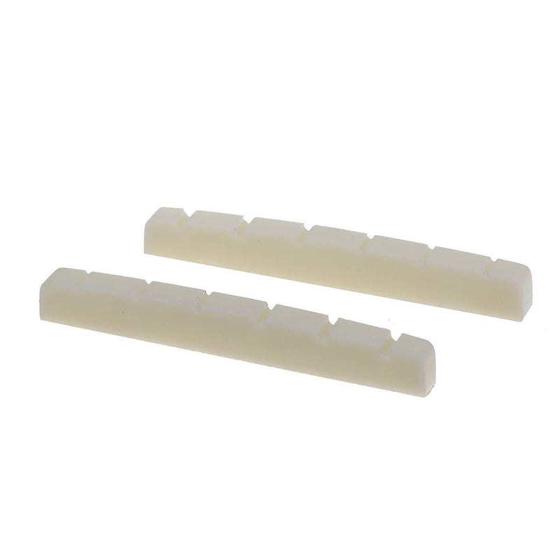 Musiclily Pro Urea Resin Plastic 43mm Slotted Strat Tele Electric Guitar Nuts Flat Bottom for 6-string Stratocaster/Telecaster Guitar, Ivory (Set of 2)