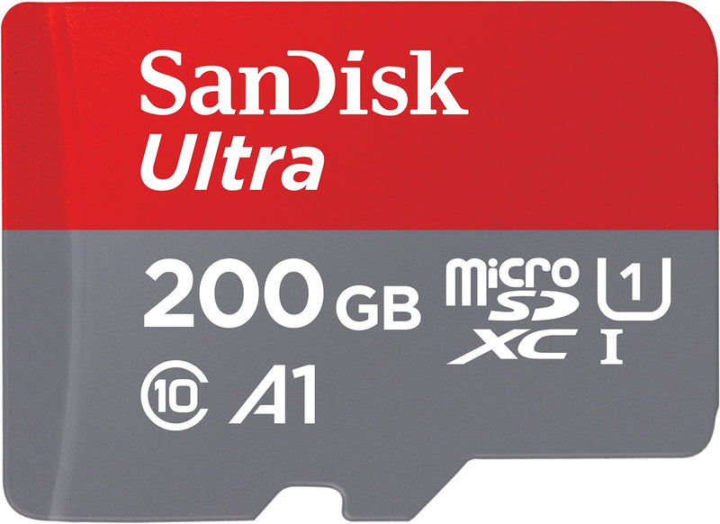 SanDisk 200GB Ultra MicroSDXC UHS-I Memory Card with Adapter - 120MB/s, C10, U1, Full HD, A1, Micro SD Card - SDSQUA4-200G-GN6MA