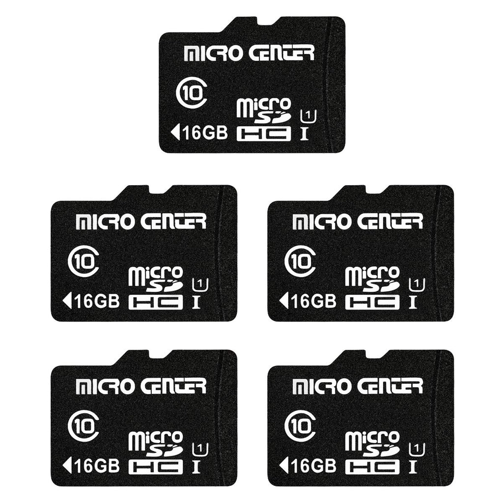 Micro Center 16GB Class 10 Micro SDHC Flash Memory Card with Adapter for Mobile Device Storage Phone, Tablet, Drone & Full HD Video Recording - 80MB/s UHS-I, C10, U1 (5 Pack) 16GB - 5 pack