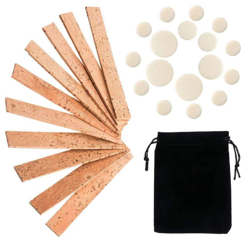 HONUTIGE 27 PCS Clarinet Instrument Repair Accessories Replacement Kits with 10 PCS Clarinet Neck Joint Cork Sheet & 17 PCS Clarinet Pads Bb Clarinet Woodwind Instrument Pads - with Bag