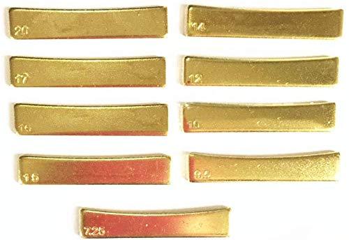 Jiayouy 9Pcs Brass Radian Fret Press Caul Inserts for Acoustic Electric Guitar Bass 7.25, 9.5, 10, 12, 14, 15, 16, 17, 20 Radian