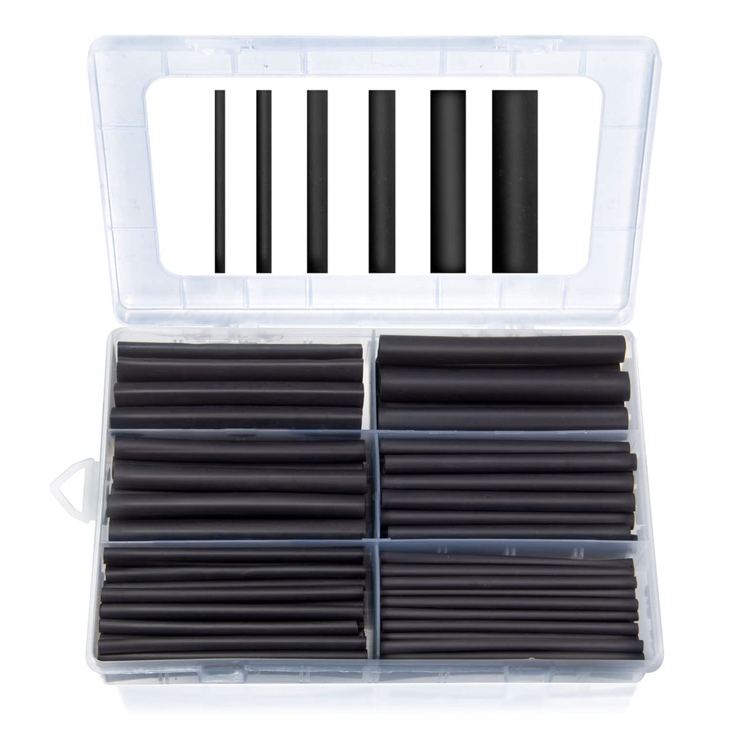 MILAPEAK 180 PCS Heat Shrink Tubing Kit - 3:1 Ratio Adhesive Lined, Marine Grade Shrink Wrap - Industrial Heat-Shrink Tubing - Black