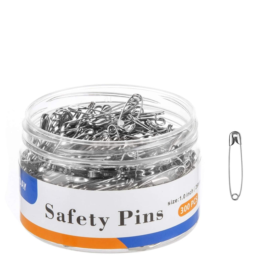 A+DAY Small Safety Pins 1.0 Inch (26mm), Size 0, 300-Count, Nickel Finish