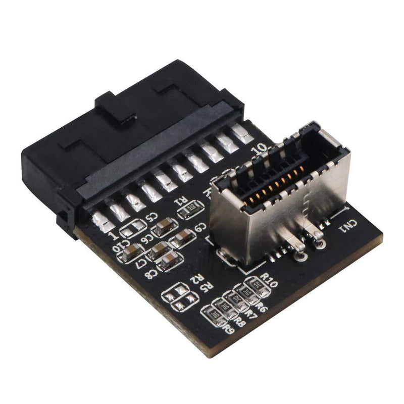 USB 3.0 (3.1 Gen 2) Internal Black IDC 20 Pin Motherboard Header to A-Key 20 Pin Female Header Active Converter for Type C Panel Mount Adapter
