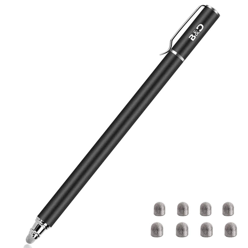 Bargains Depot Universal Stylus Pens for Touch Screens- New 5mm High-Sensivity 2-in-1 Fiber Tip Touchscreen Pen for All Tablets & Cell Phones with 8 Extra Replaceable Tips(1 pcs, Black)