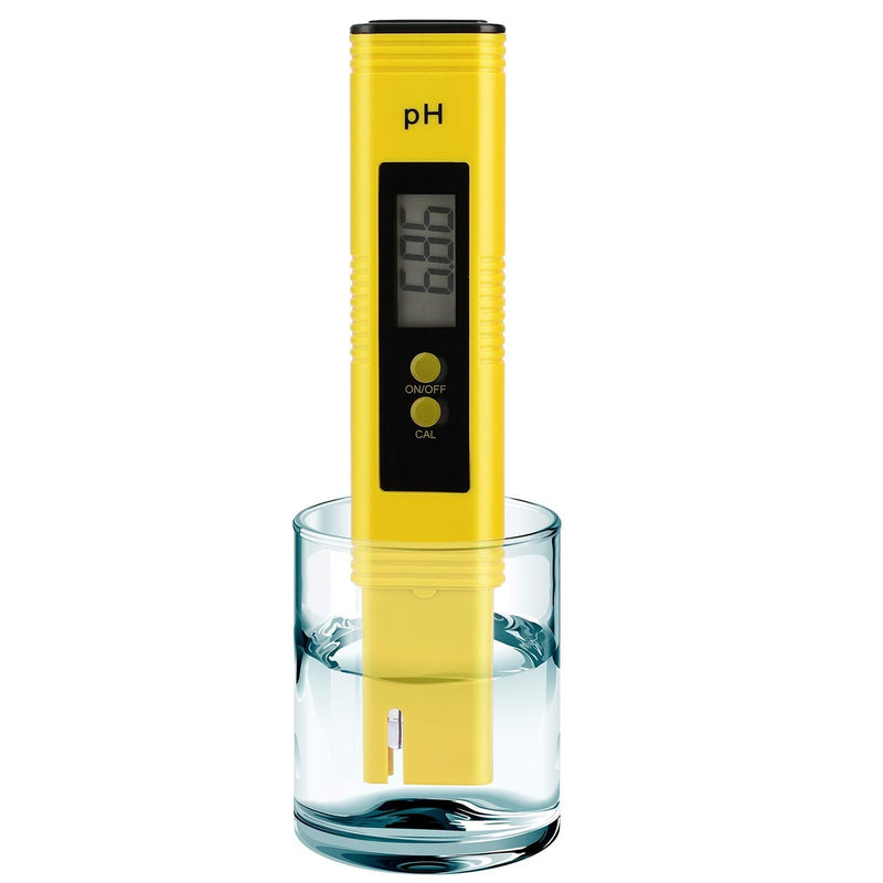 PH Meter for Water Hydroponics Digital PH Tester Pen 0.01 High Accuracy Pocket Size with 0-14 PH Measurement Range for Household Drinking, Pool and Aquarium (Yellow) Yellow