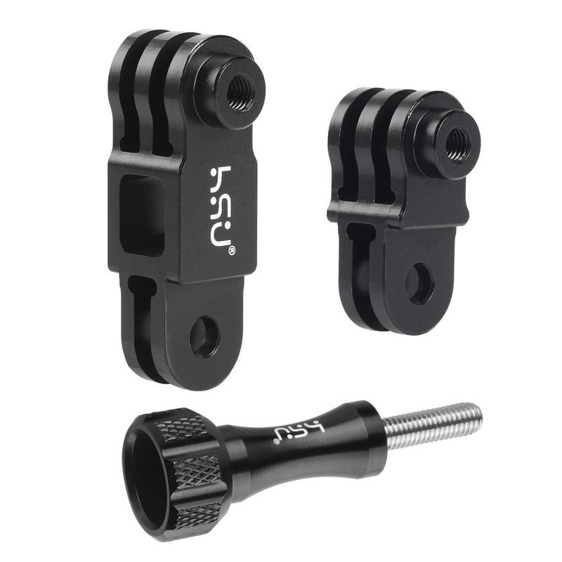 HSU Aluminum Alloy Metal Adjust Arm Straight Joints Mount, Same Direction Straight Joints Mount for Go Pro Hero 9/8/7/(2018)/6/5 Black,Session 5/4,Hero 3+,DJI Osmo Action Action Camera and More(Black)