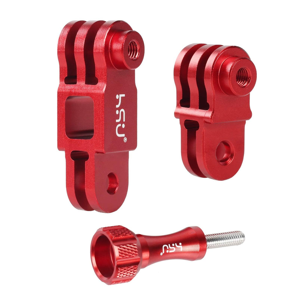 HSU Aluminum Alloy Metal Adjust Arm Straight Joints Mount, Same Direction Straight Joints Mount for GoPro Hero 9/8/7/(2018)/6/5 Black,Session 5/4,Hero 3+,DJI Osmo Action Action Camera and More（Red） Red