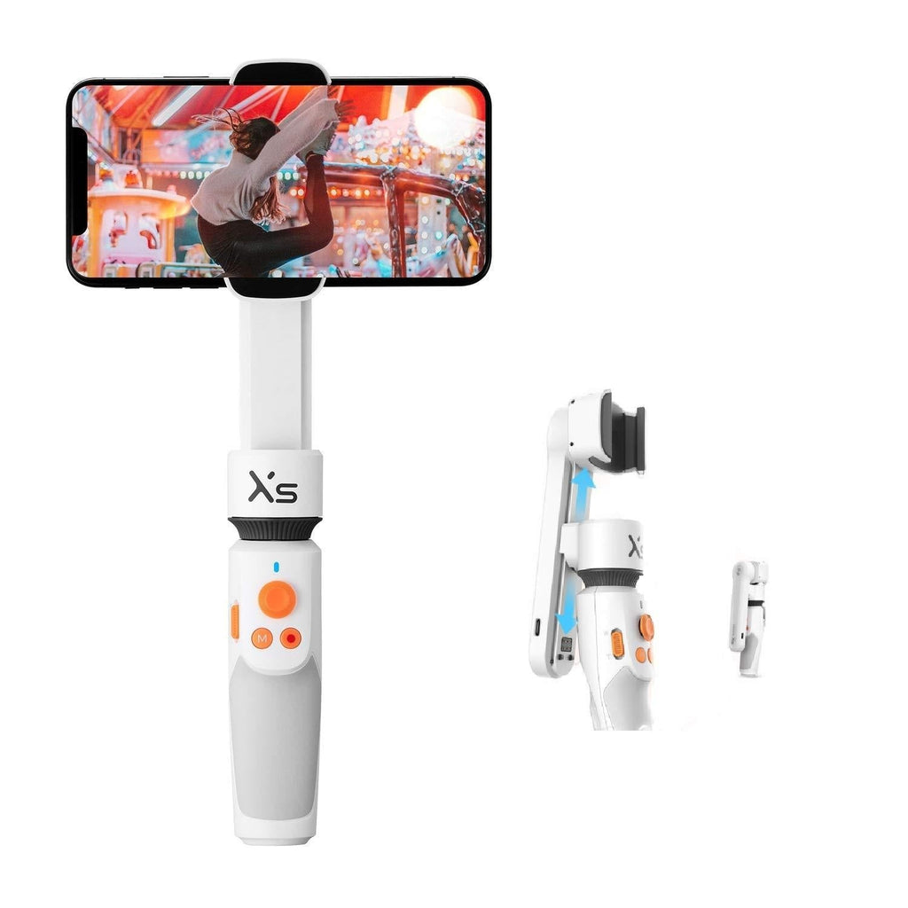 ZHIYUN Smooth XS Gimbal Stabilizer for iPhone, Android Smartphones Slide Design, w/Tripod & Case with 10" Selfie Stick, Bluetooth (White) White