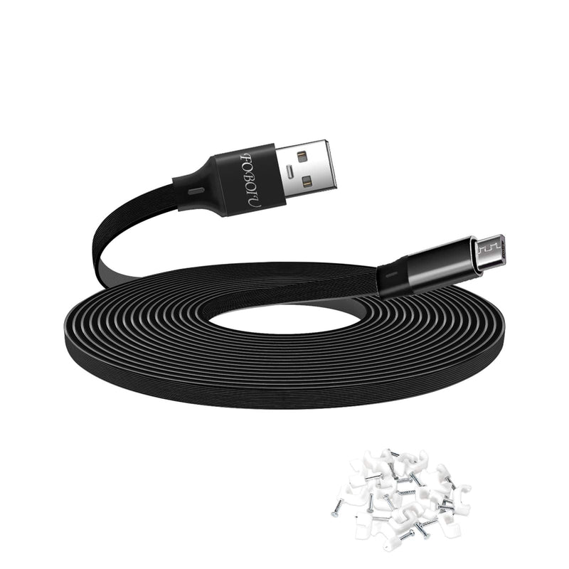 Micro USB Cable 10ft, 10 ft Micro USB Extension Cable, Charging and Data Sync Cord for Wyze Cam, Cloud Cam, Yi Camera, Nest Indoor Cam, Blink and Other Security Cam, Smartphones(Black or White) 10 feet Black