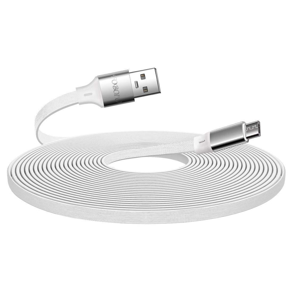 Micro USB Cable 6ft, Foboiu Micro USB Charger Cable, Charging and Data Sync Cord for WyzeCam, WyzeCam Pan, Amazon Cloud Cam, Yi Camera, Nest Indoor Cam, Blink, Android Phone and Other Devices(White) 6 feet White