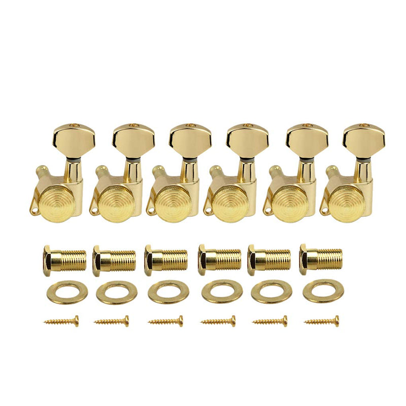 FLEOR Golden 6-in-line Locking Tuners Guitar Tuning Pegs 6L Machine Head Keys for Electric or Acoustic Guitar
