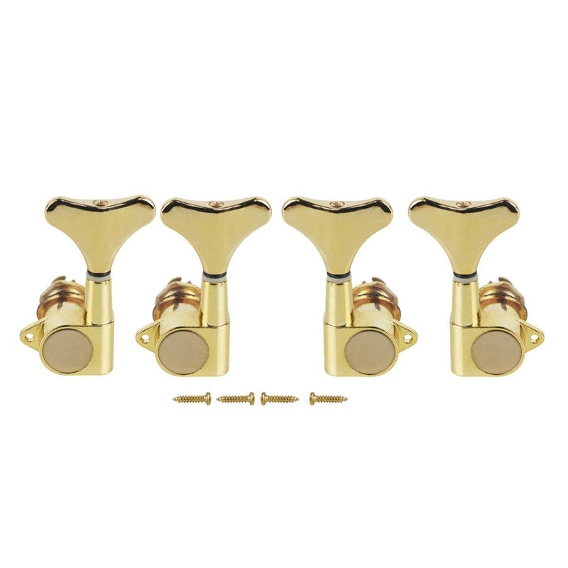 FLEOR Golden 2+2 Sealed Bass Tuners Tuning Pegs Keys 2R2L Machine Heads for 4 String Bass Guitar Replacement