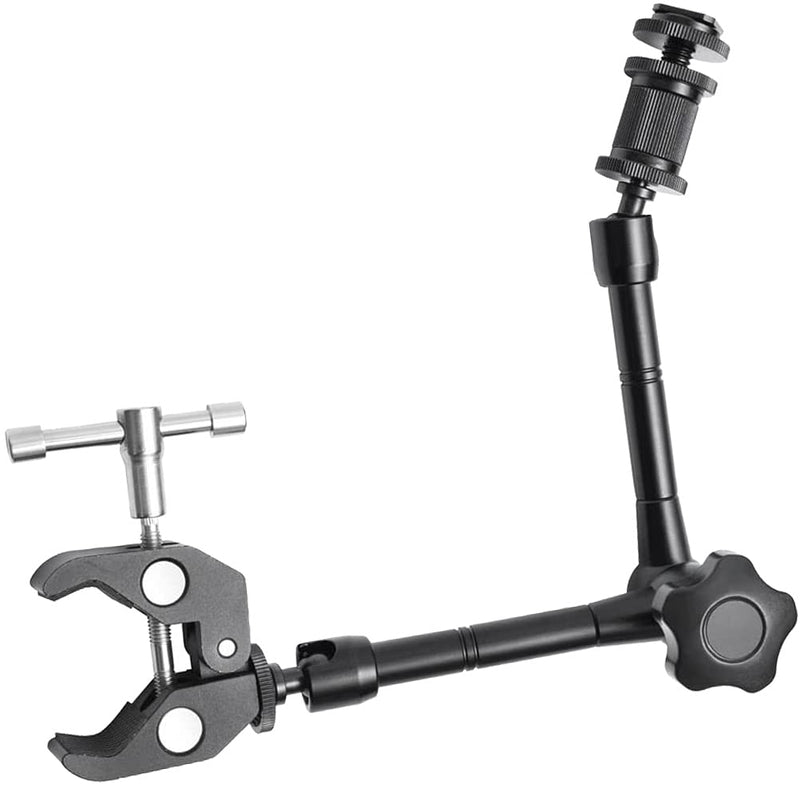 11inch Adjustable Articulating Friction Magic Arm & Large Super Clamp for Camera Rig, LCD Monitor, LED Flash Lights (11 inch Magic arm+ Super clamp) 11 inch Magic arm+ super clamp