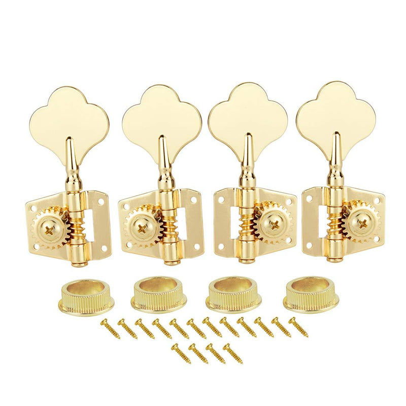 FLEOR Golden 2L2R Vintage Open Gear Bass Tuners Tuning Keys Pegs Machine Head 2+2 for Precison Jazz Bass Guitar