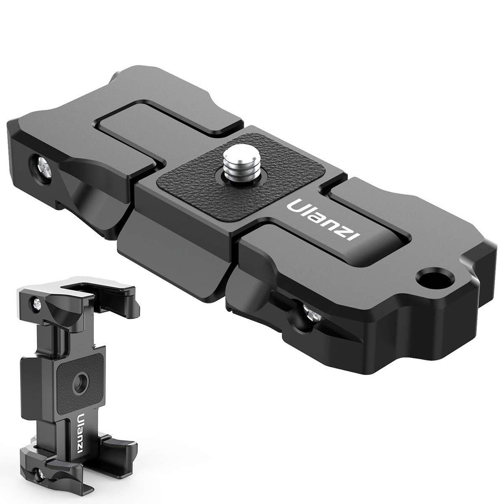 Metal Phone Tripod Mount PICTRON ST-15 Cell Phone Tripod Adapter Quick Release Plate, 2 in 1 Aluminum Alloy Foldable Smartphone Tripod Adapter with Cold Shoe Mount for iPhone 11 X RS Samsung Google