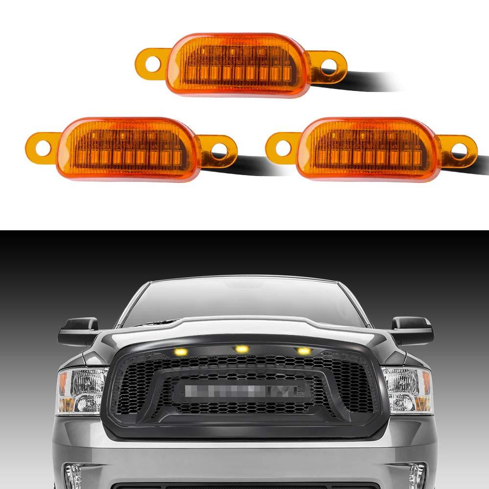 BA-BOLING grill light compatible with 2013-2018 Dodge Ram 1500 Front Grill yellow light yellow lens flat lens