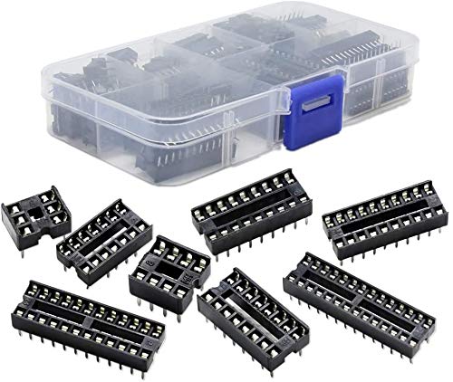 DollaTek 66pcs DIP IC Sockets Adaptor Solder Type Socket Kit 6/8/14/16/18/20/24/28 Pins