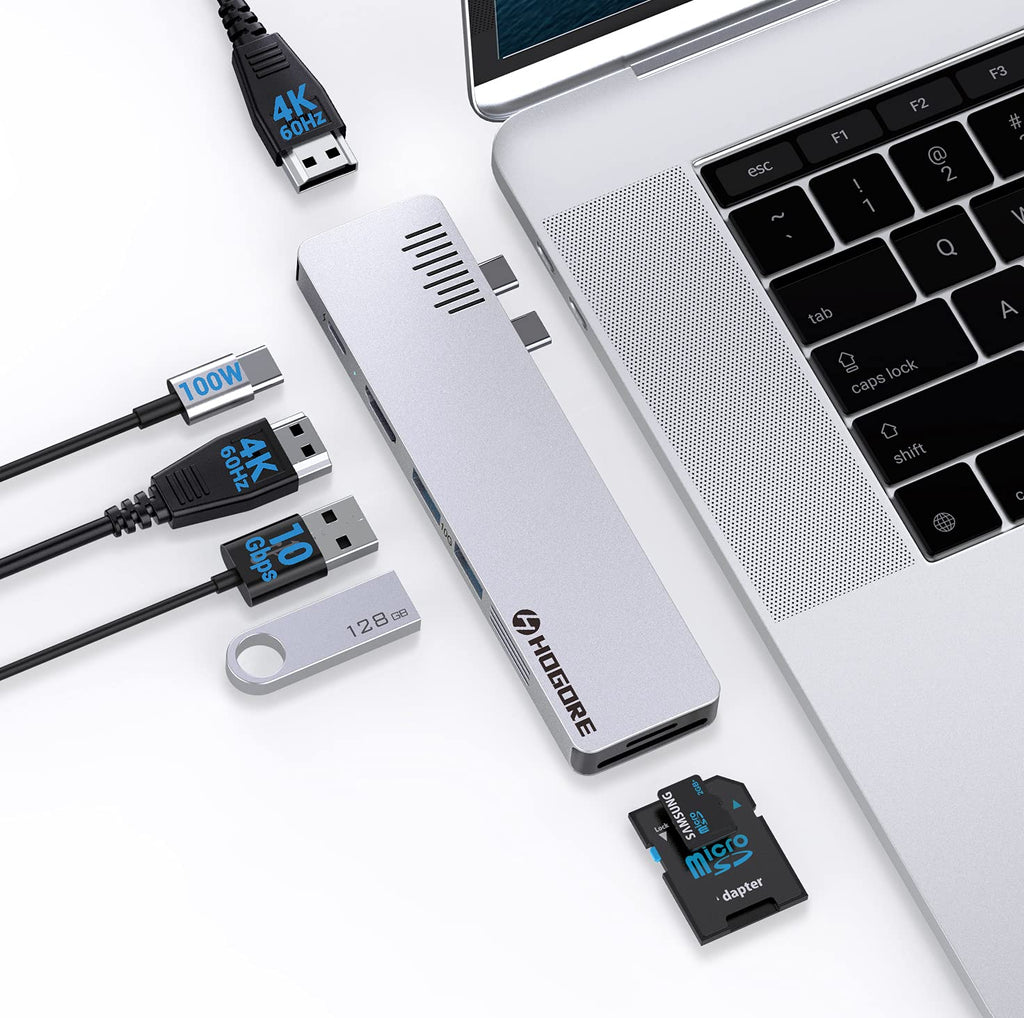 MacBook Pro Dock, HOGORE MacBook Pro Docking Station, Dual HDMI 4K 60Hz, 10Gbps USB 3.1 Gen 2, 100W PD Charging, SD/TF, Compatible Thunderbolt 3 Intel MacBook Pro/Air 13" 15" 2020/2019/18 Accessories