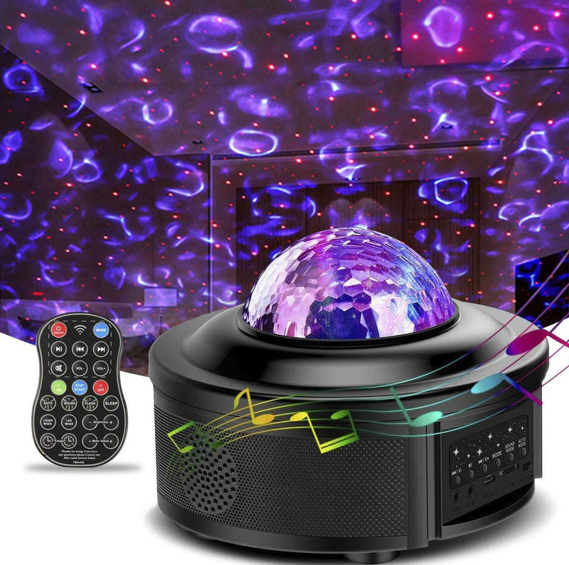 GUIFIER Night Light for Family,Galaxy Projector,Star Projector ,Ocean Wave Projector with Dual Speaker ,Sound Activated Sky Lights for Bedroom, Birthday, Spa,Home Party