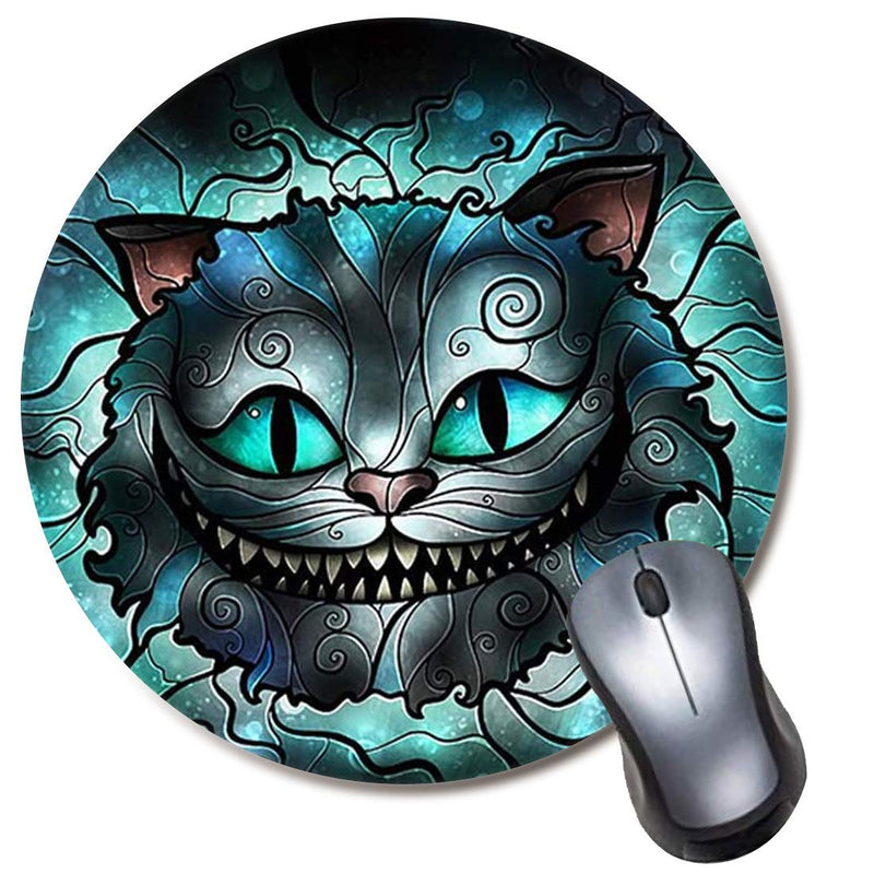 Computer Gaming Mouse Pad Non-Slip Rubber Material Round Mouse Mat for Office and Home Laptop Desktop Mousepad (8 Inch) - Cheshire Cat