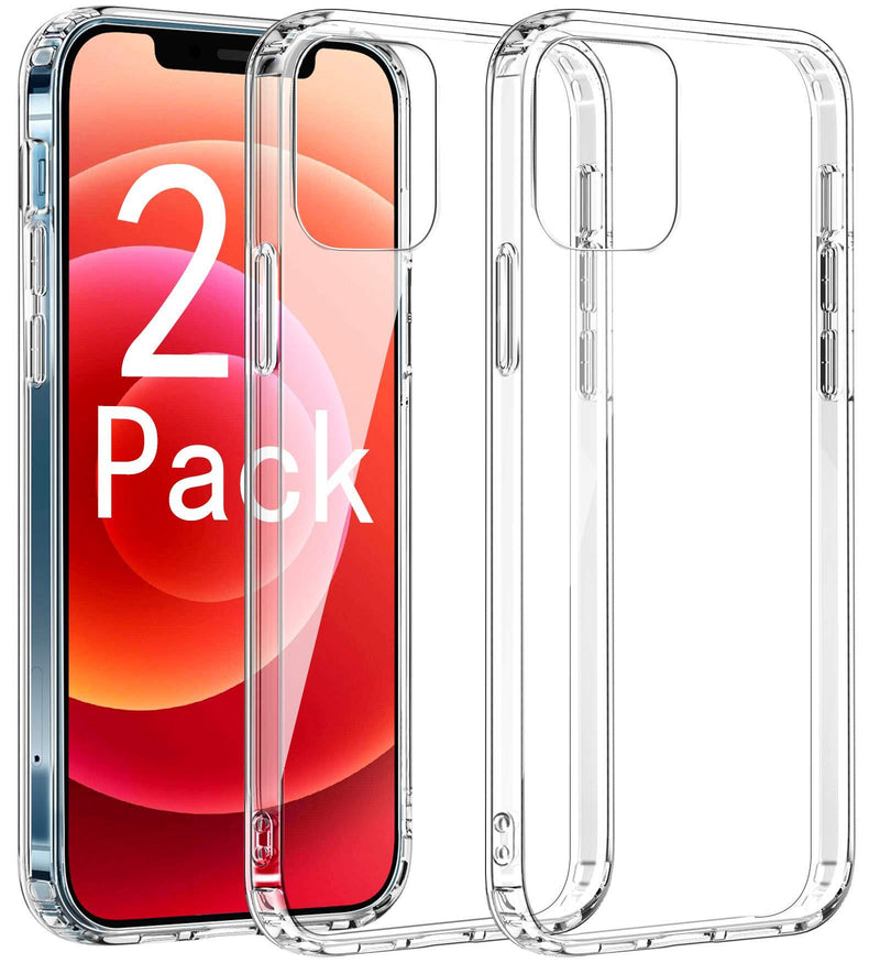 [2 Pack] CTYBB Compatible with iPhone 12 Case, Compatible with iPhone 12 Pro Case - [Shock-Absorbing Corners] [Anti-Yellowing] [Scratch Resistant] Protective Phone Case for iPhone 12/12 Pro - Clear