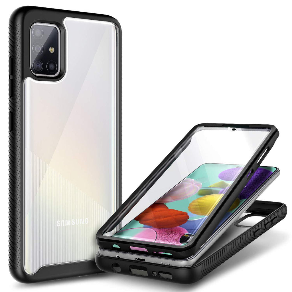 E-Began Case Compatible for Samsung Galaxy A71 5G with [Built-in Screen Protector] (Not Fit A71 5G UW Verizon), Full-Body Protective Shockproof Rugged Bumper Durable Case Cover -Black Black