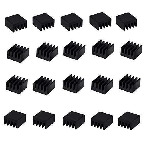 LUOQIUFA 20pcs Small Mini Heatsink Kit, Mini Cooler Aluminum Heat Sink for Cooling VRM Stepper Driver MOSFET VRam Regulators (8.8mmx8.8mmx5mm)