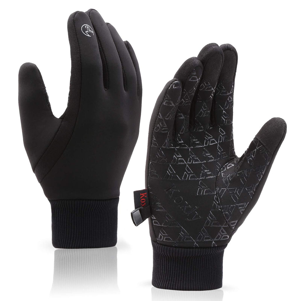 Winter Gloves Men Women Touch Screen Glove Anti-Slip Windproof Waterproof Texting Gloves for Running Cycling Small Black