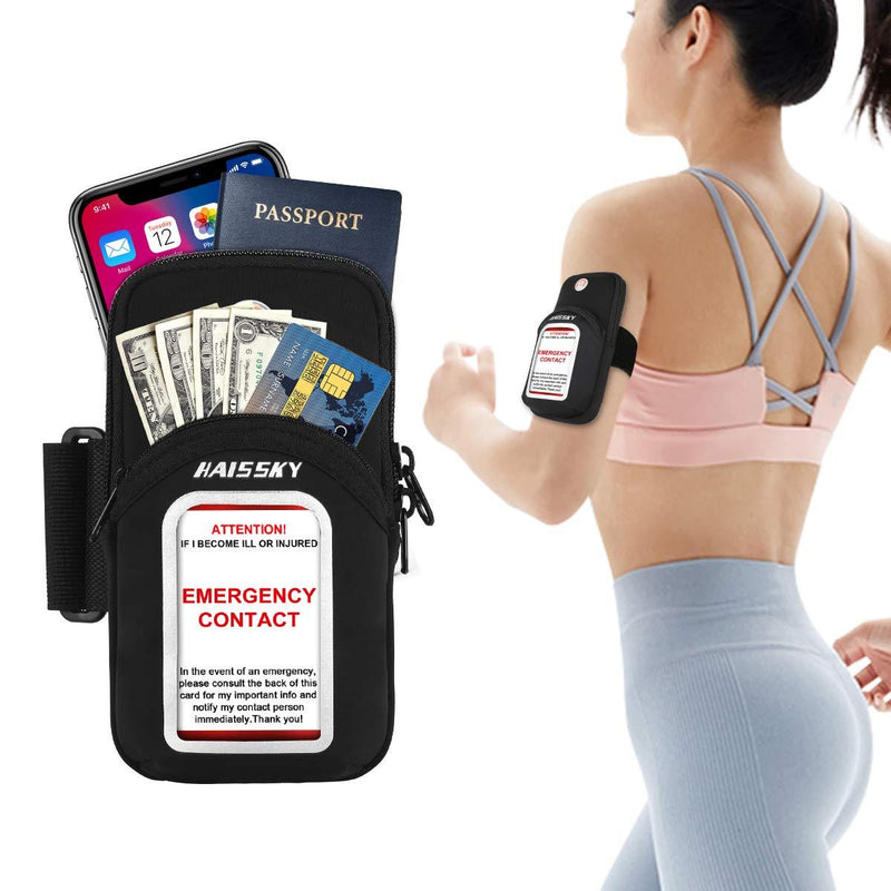 Cell Phone Armband Pouch Running Armband for iPhone 12 11 Pro Max/XS max/XR/X/8 7 Plus Samsung S20 S10 S9 S21 A10e Motorola up to 6.9", Running Phone Holder Sports Arm Bands for Gym Exercise Workouts Black