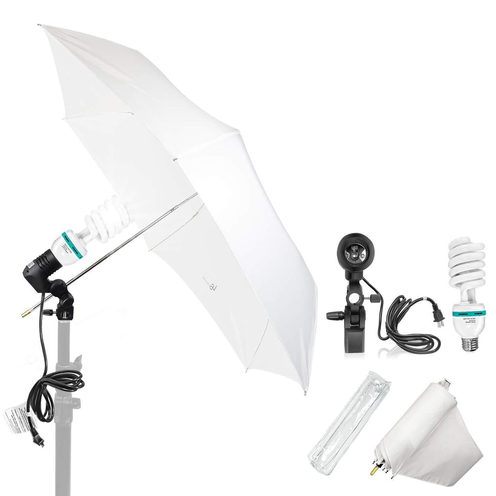 LS LIMO STUDIO LIMOSTUDIO 33" 3-Fold Ultra-Compact Professional Photography Studio Lighting Flash Translucent White Soft Umbrella Kit, Light Holder, 6500K Lighting Bulb, Portrait Shooting, AGG3107