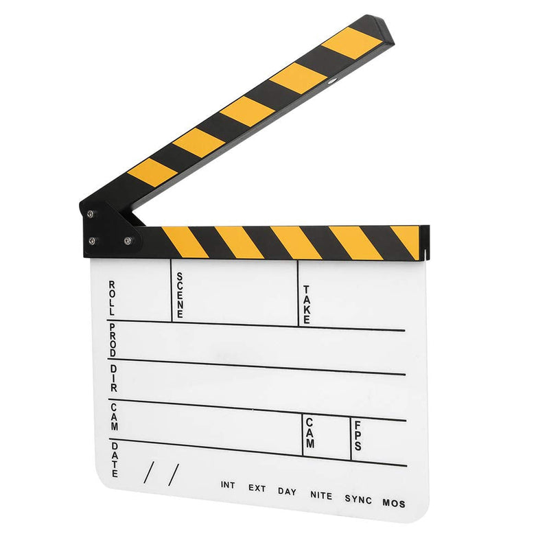 Acrylic Film Clapboard, 30x25cm/11.81x9.84" Movie Props Clap Board Dry Erase Director's Cut Action Scene Clapper Board Clap Photography Tool(Yellow) Yellow