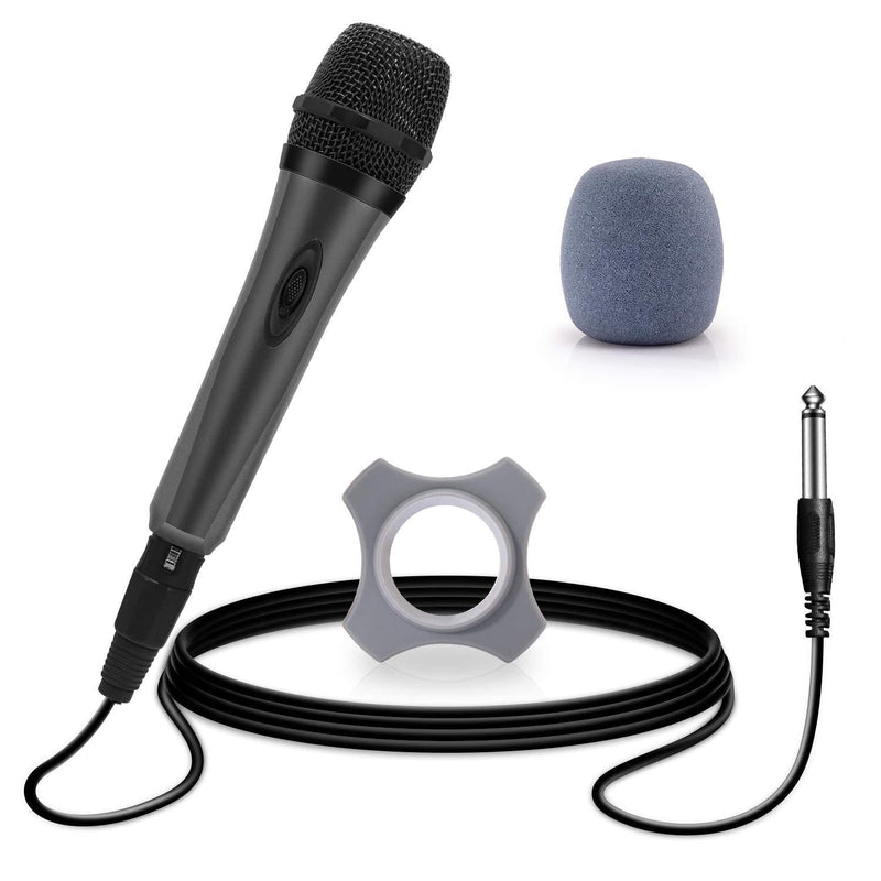 Wired Karaoke Micrphones,Handheld Dynamic Vocal Microphone,Unidirectional Mic for Singing with On/OFF Switch and 10ft Detachable XLR Cable for Voice Amplifier,PA System, Singing Machine, Church(Gray) Gray