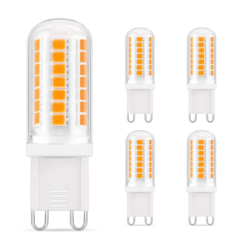 G9 LED Light Bulb, Dimmable(0-100%) 2700K Warm White, 4W(40-Watt Halogen Equivalent), AIELIT Vintage Bi-Pin Base LED Bulb for Bathroom Crystal Chandelier, Pendant Light, Home Lighting, 4-Pack 4w=40w G9 Base Led Warm White 4-pack