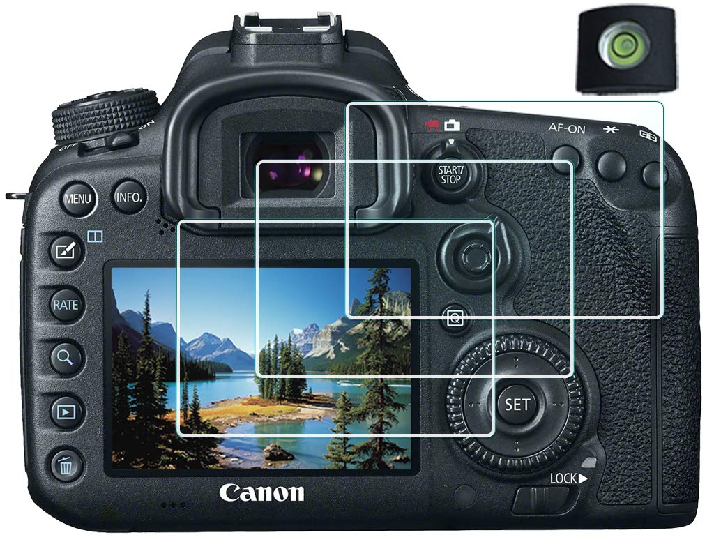 Canon 6D Screen Protector for Canon EOS 6D Mark II Camera with Hot Shoe Cover Tempered Glass Film 0.3mm 9H Hardness [3 Pack]