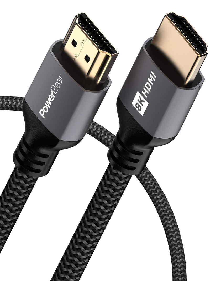 PowerBear 8K HDMI Cable 1 ft | High Speed, Braided Nylon & Gold Connectors, 8K @ 60Hz, 4K @ 120 HZ, 2K, 1080P & ARC Compatible | for Laptop, Monitor, PS5, PS4, Xbox One, Fire TV, Apple TV & More 1 Feet
