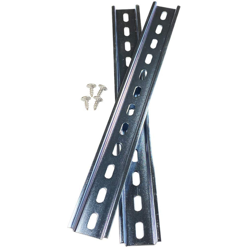 [AUSTRALIA] - ICI 2 Pieces DIN Rail Slotted Steel Zinc Plated RoHS 12" with 4 Stainless Steel Screws 12 Inches Long 35mm Wide 7.5mm High 