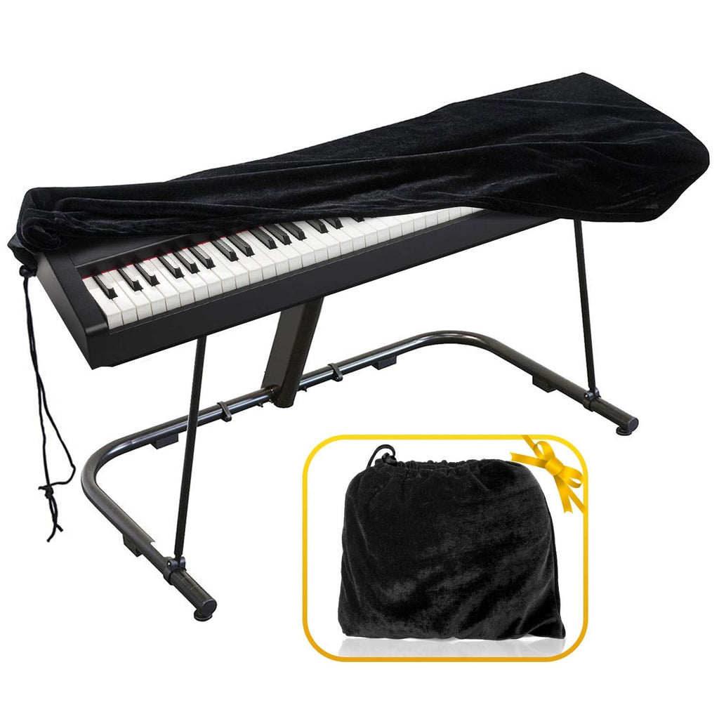 Piano Keyboard Cover, Premium Stretchable Velvet Digital Piano Dust Cover with Storage Bag, Compatible with Most 76-88 Key Models Electronic Keyboard, Digital Piano - Black 76-88keys