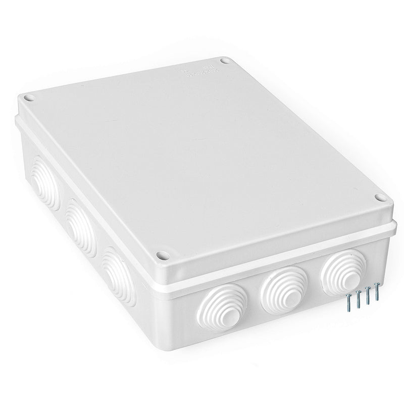 Outdoor Electrical Junction Box - Large 10 x 8 Inch Waterproof Plastic Box with Cover for Electronics Large Rectangular - 10" x 8"