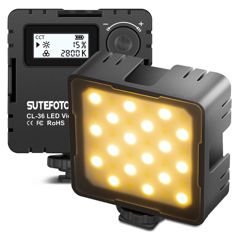 Sutefoto Mini Bi-Color Camera Video LED Light with LCD Display, Rechargeable Soft Small Photography Light Panel(LCD,2000mah,3 Cold Shoe,0-100%,2800K-8500K)