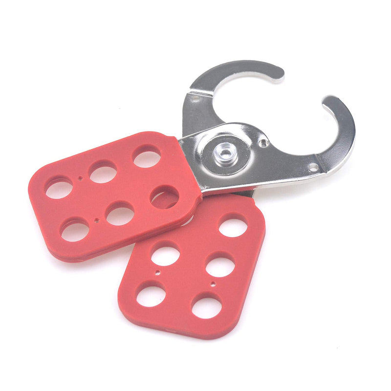 Coshar 1Pcs Steel Lockout Hasp, 1-Inch Inside Jaw Diameter with Vinyl-Coated Handle, Red