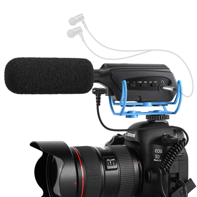 Moukey Interview Monitor Microphone - External DSLR Camera Mic, Shotgun Mic for Sony/Nikon/Canon Camera/DV Camcorder, Ideal for Blogs, Live Broadcasts - (Not for Canon T5i,T6,T7) MCM-3