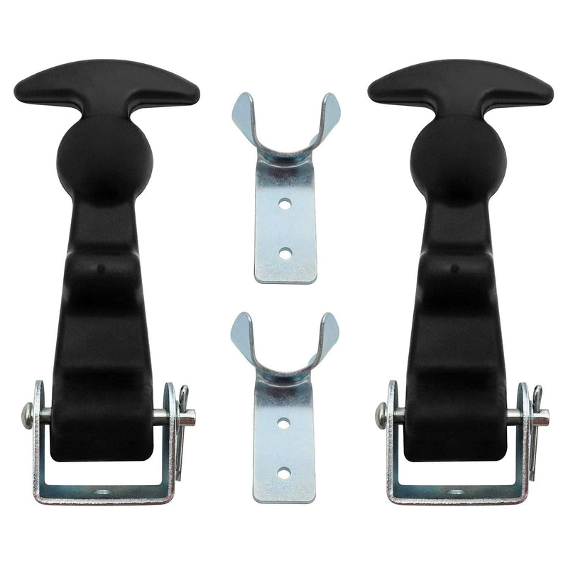 QWORK 2Packs 4.7 inch T-Handle Draw Latches with Brackets, Rubber Flexible Hood Catch t-Handle Hasp, for Tool Box, Hood, Vehicle Engine 2 Pack